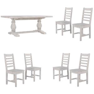 Home Square 7-Piece Set with Dining Table and 6 Dining Chairs in Nordic Ivory