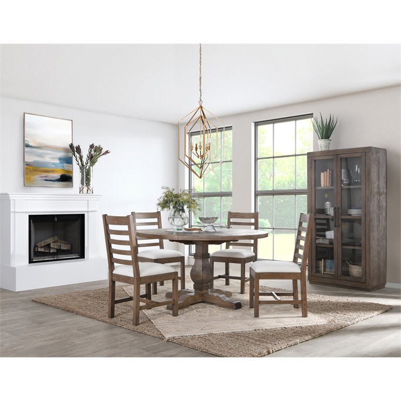Home Square 5-Piece Set with Dining Table and 4 Dining Chairs in Brown