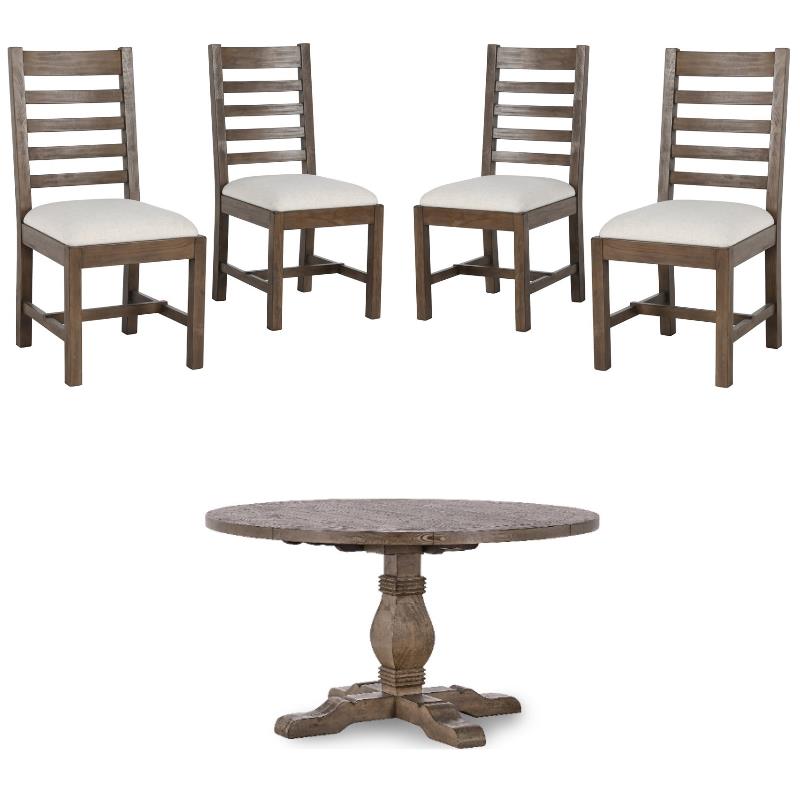 Home Square 5-Piece Set with Dining Table and 4 Dining Chairs in Brown