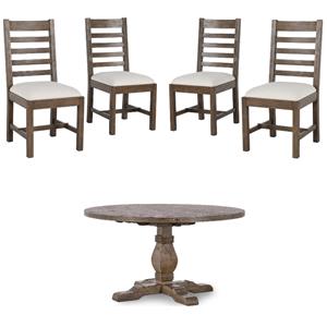 Home Square 5-Piece Set with Dining Table and 4 Dining Chairs in Brown
