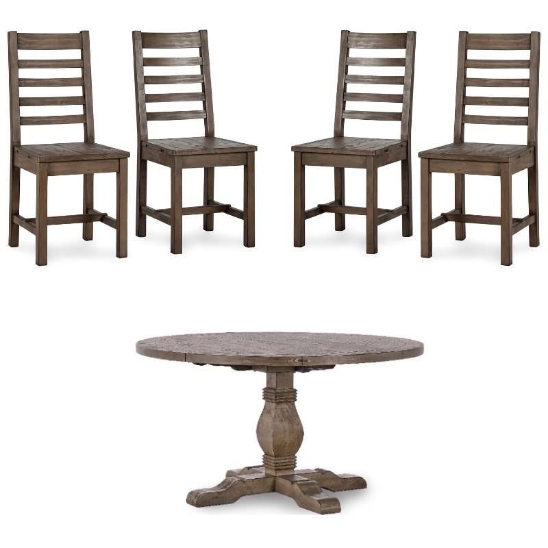 Home Square 5-Piece Set with Dining Table & 4 Dining Chairs in Brown