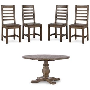 Home Square 5-Piece Set with Dining Table & 4 Dining Chairs in Brown