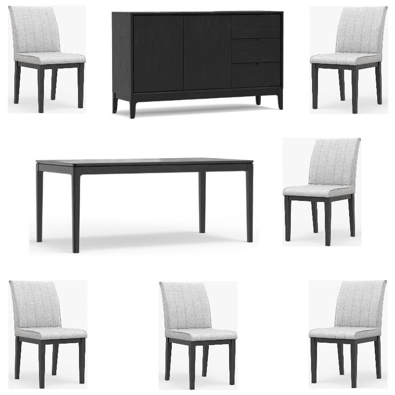 Home Square 8-Piece Set with Dining Table & 6 Dining Chairs & Sideboard