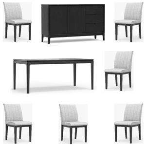 Home Square 8-Piece Set with Dining Table & 6 Dining Chairs & Sideboard