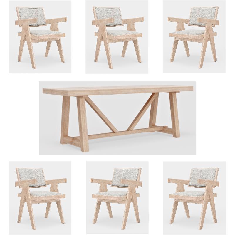Home Square 7-Piece Set with Rectangular Dining Table and 6 Side Chairs