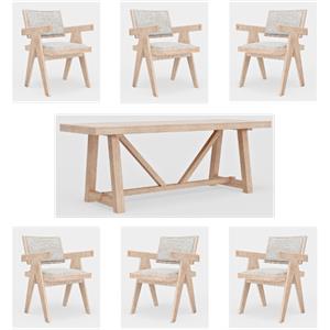 Home Square 7-Piece Set with Rectangular Dining Table and 6 Side Chairs
