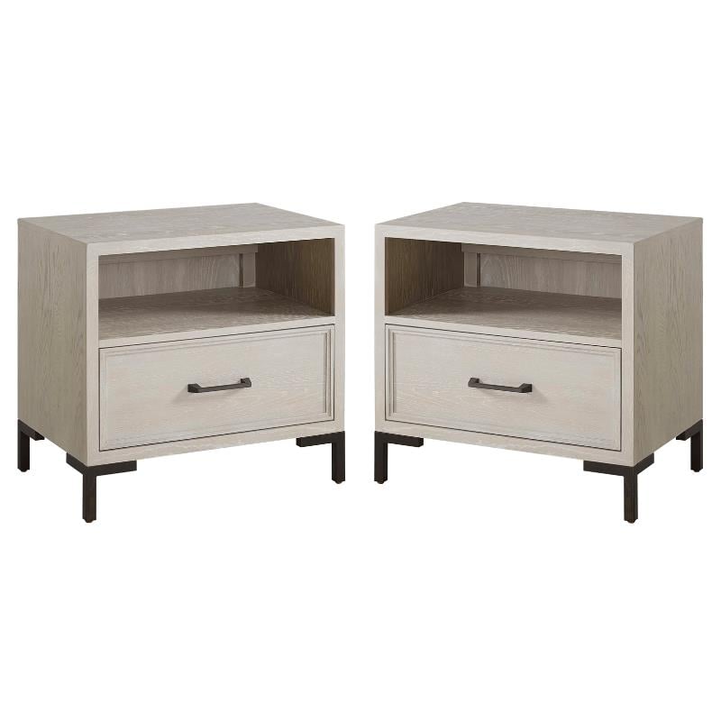 Home Square Open Shelf Wood Nightstand in Antique White - Set of 2