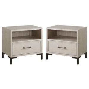 Home Square Open Shelf Wood Nightstand in Antique White - Set of 2