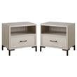 Home Square Open Shelf Wood Nightstand in Antique White - Set of 2