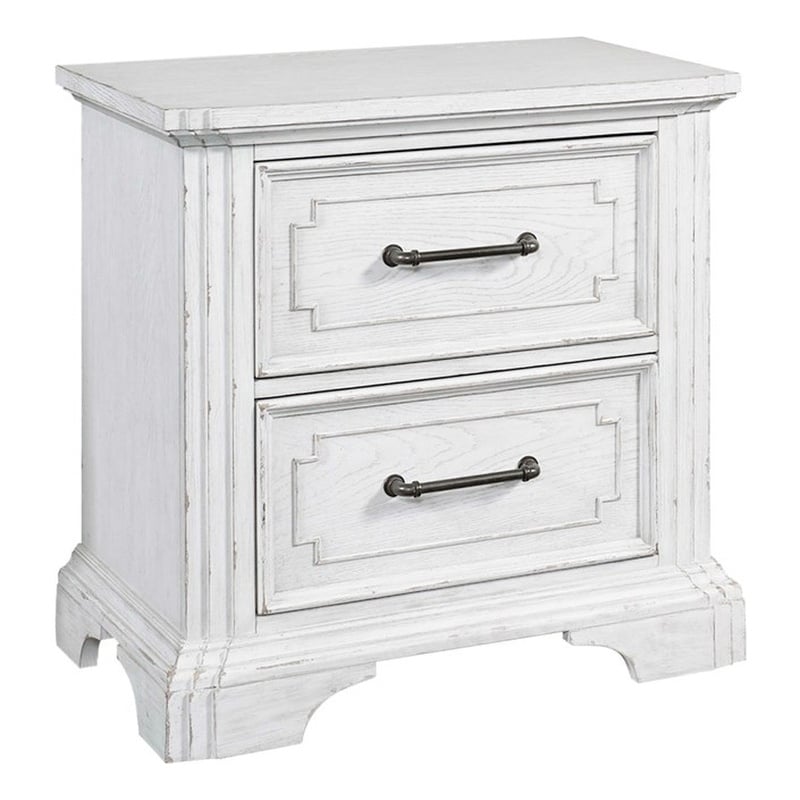 Home Square Transitional Wood Nightstand in White Mist - Set of 2