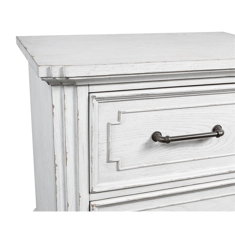 Home Square Transitional Wood Nightstand in White Mist - Set of 2
