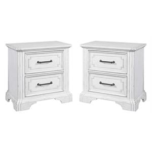 Home Square Transitional Wood Nightstand in White Mist - Set of 2