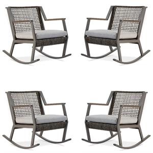 Home Square Aluminum Frame Patio Rocker Chair in Gray Finish - Set of 4