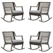 Home Square Aluminum Frame Patio Rocker Chair in Gray Finish - Set of 4
