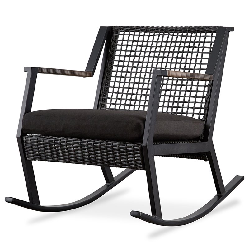 Home Square Aluminum Frame Patio Rocker Chair in Black Finish - Set of 4