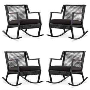 Home Square Aluminum Frame Patio Rocker Chair in Black Finish - Set of 4