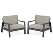 Home Square Aluminum Outdoor Chair with Cushions in Slate Gray & Tan - Set of 2