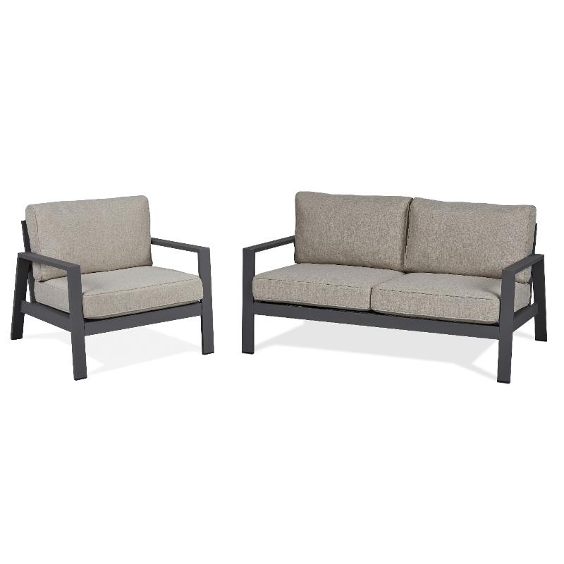 Home Square 2-Piece Set with Outdoor Chair and Outdoor Sofa in Slate Gray & Tan