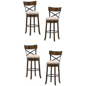 Home Square 29&quot Swivel Wood Barstool in Live Edge Oak - Set of 4