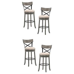 Home Square 29&quot Swivel Wood Barstool in Light Gray - Set of 4