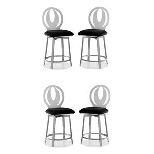 Home Square 24&quot Contemporary Metal Barstool in Black - Set of 4