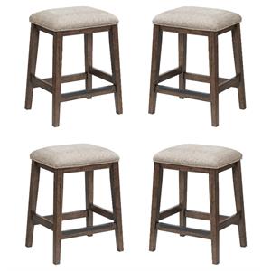Home Square 24&quot Contemporary Wood Barstool in Brown - Set of 4