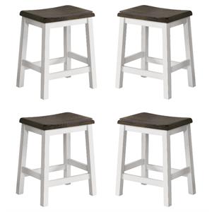 Home Square 24&quot Wood Backless Barstool in Gray and White - Set of 4