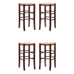 Home Square 29&quot Backless Wood Barstool in Walnut Finish - Set of 4