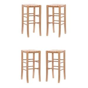 Home Square 29&quot Backless Wood Barstool in Natural Finish - Set of 4