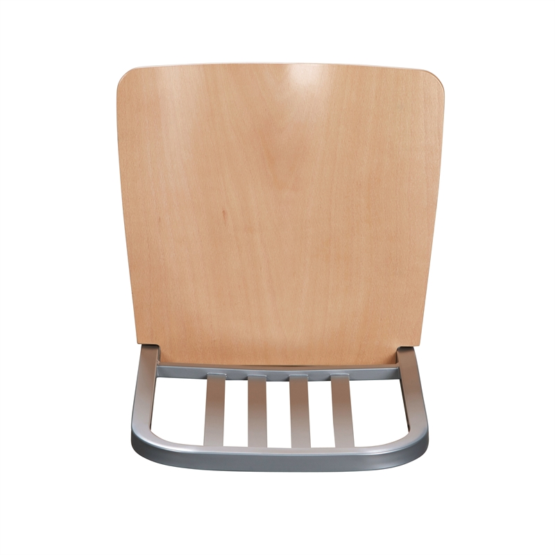 Home Square Wood Seat and Steel Frame Barstool in Silver - Set of 4