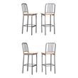 Home Square Wood Seat and Steel Frame Barstool in Silver - Set of 4