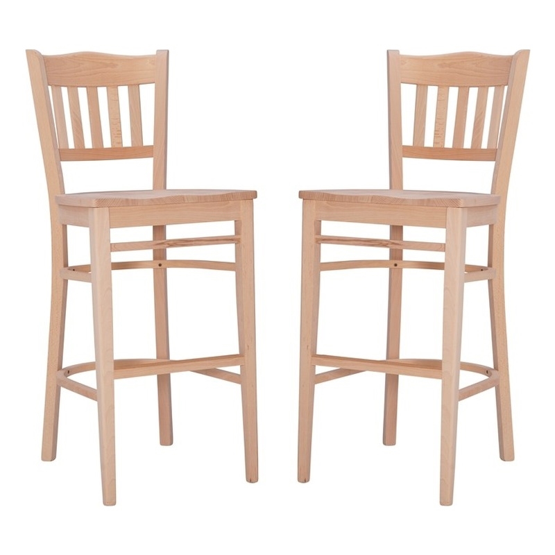Home Square Fully Assembled Wood Barstool in Natural - Set of 4