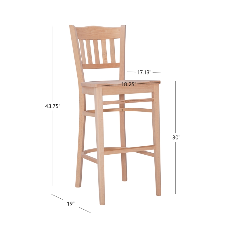 Home Square Fully Assembled Wood Barstool in Natural - Set of 4