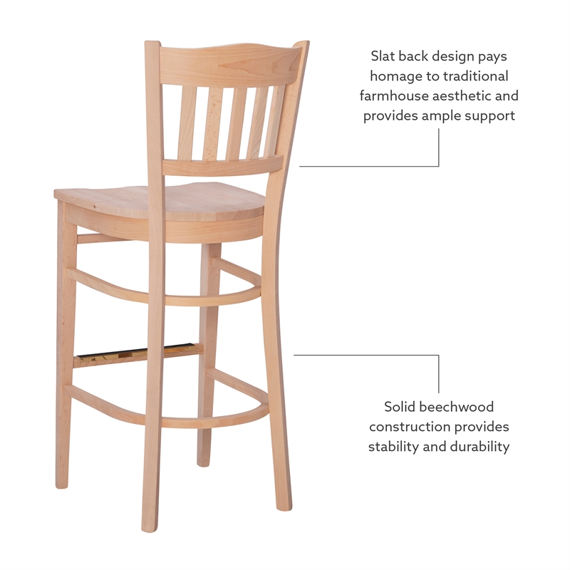 Home Square Fully Assembled Wood Barstool in Natural - Set of 4