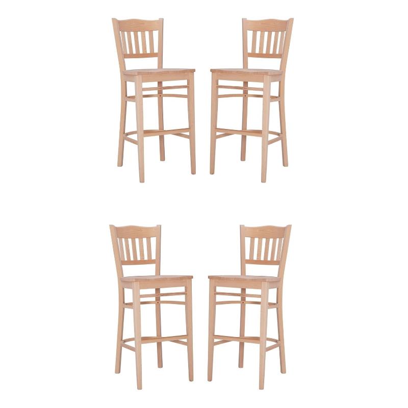 Home Square Fully Assembled Wood Barstool in Natural - Set of 4