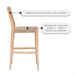 Home Square Rubberwood Barstool with Rope Seat in Natural Brown - Set of 4