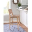 Home Square Rubberwood Barstool with Rope Seat in Natural Brown - Set of 4