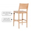 Home Square Rubberwood Barstool with Rope Seat in Natural Brown - Set of 4