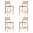Home Square Rubberwood Barstool with Rope Seat in Natural Brown - Set of 4