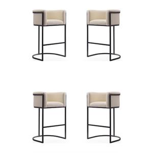 Home Square 29.5&quot Faux Leather Barstool in Cream Finish - Set of 4