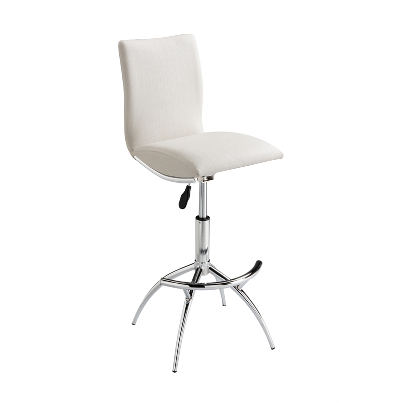 Home Square Adjustable Faux Leather Swivel Barstool in White - Set of 4