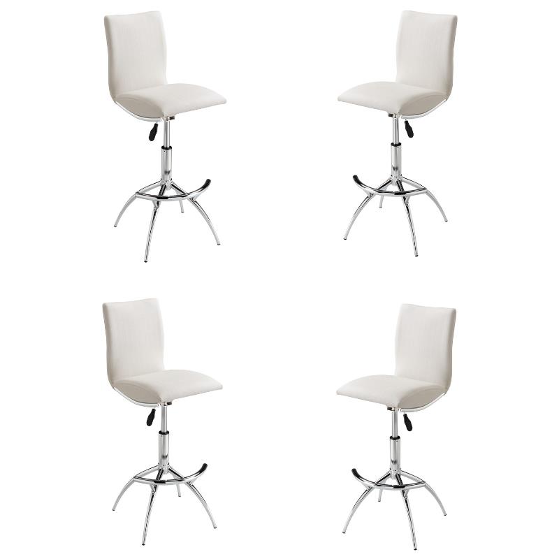 Home Square Adjustable Faux Leather Swivel Barstool in White - Set of 4