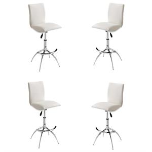 Home Square Adjustable Faux Leather Swivel Barstool in White - Set of 4