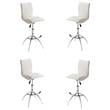 Home Square Adjustable Faux Leather Swivel Barstool in White - Set of 4