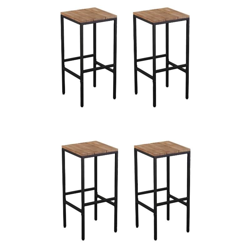 Home Square Wood Indoor Outdoor Barstool in Natural - Set of 4
