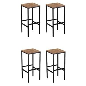 Home Square Wood Indoor Outdoor Barstool in Natural - Set of 4
