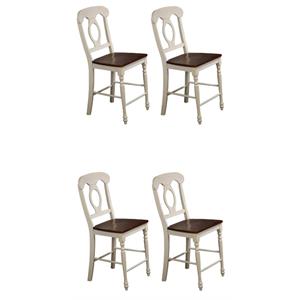 Home Square 24&quot Wood Barstool in White and Chestnut - Set of 4