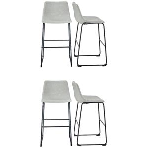 Home Square 30&quot Industrial Faux Leather Barstool in Gray - Set of 4