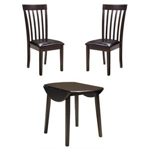 Home Square 3-Piece Set with Dining Table and 2 Side Chairs in Dark Brown