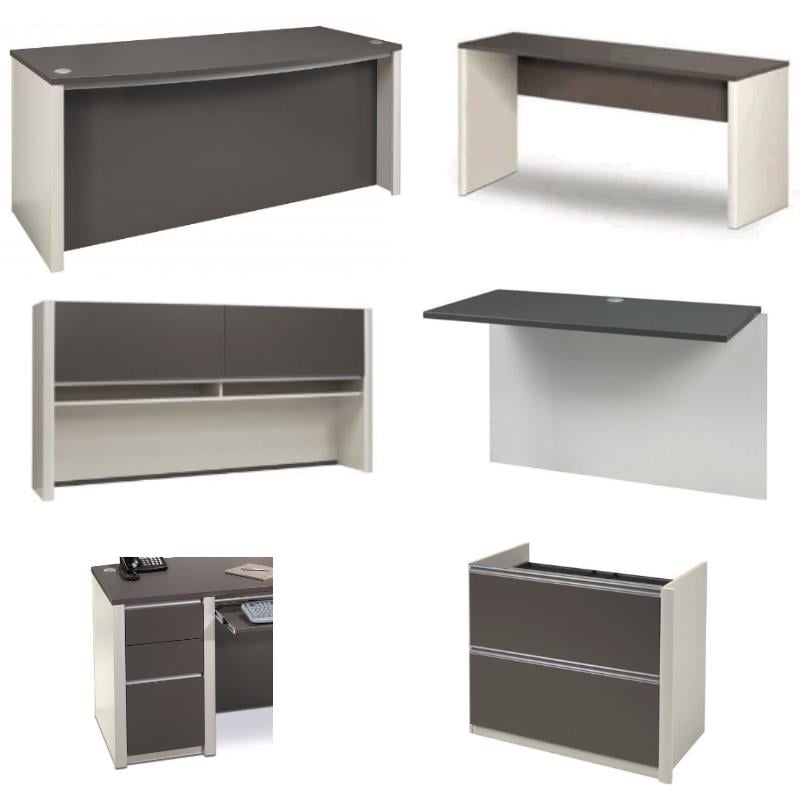 Home Square 6-Piece Set with U-Shaped Home Office Set with Pedestal